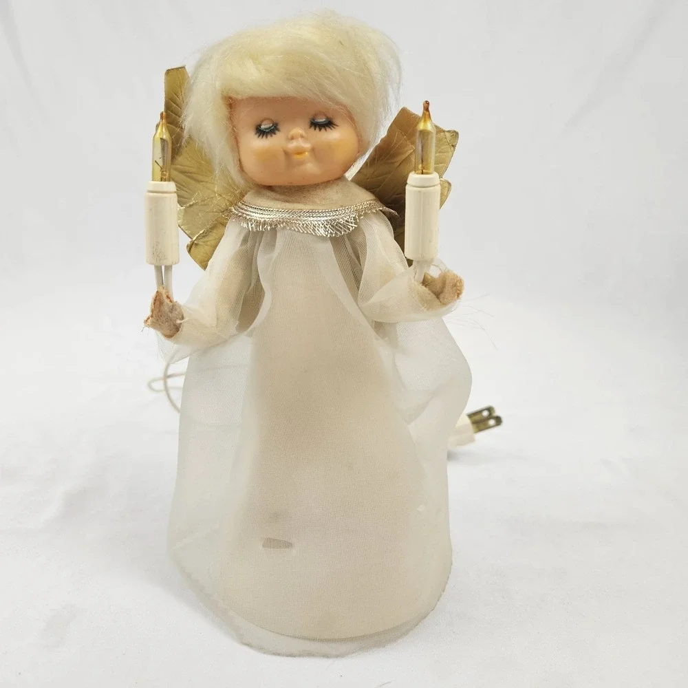 Vintage Lighted Christmas Angel Tree Topper Figure 60's Mid-Century Modern